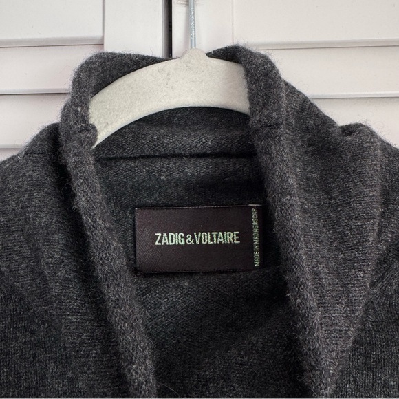 Zadig & Voltaire Merino Wool Cashmere Studded Mock Neck Sweater Charcoal Small - Picture 10 of 15